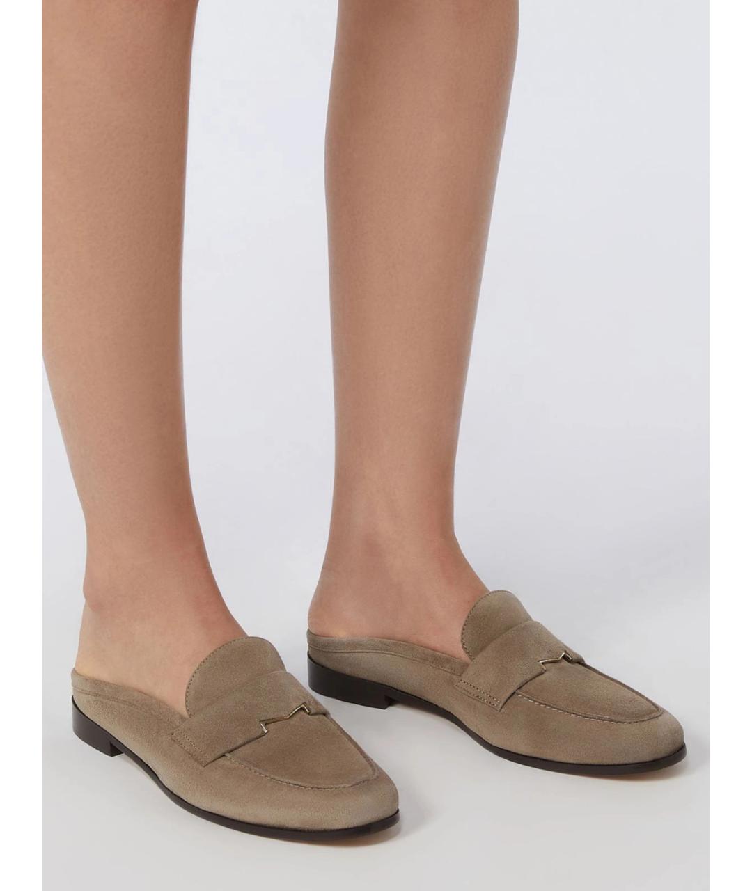 MAX MARA Бежевые замшевые мюли, фото 2