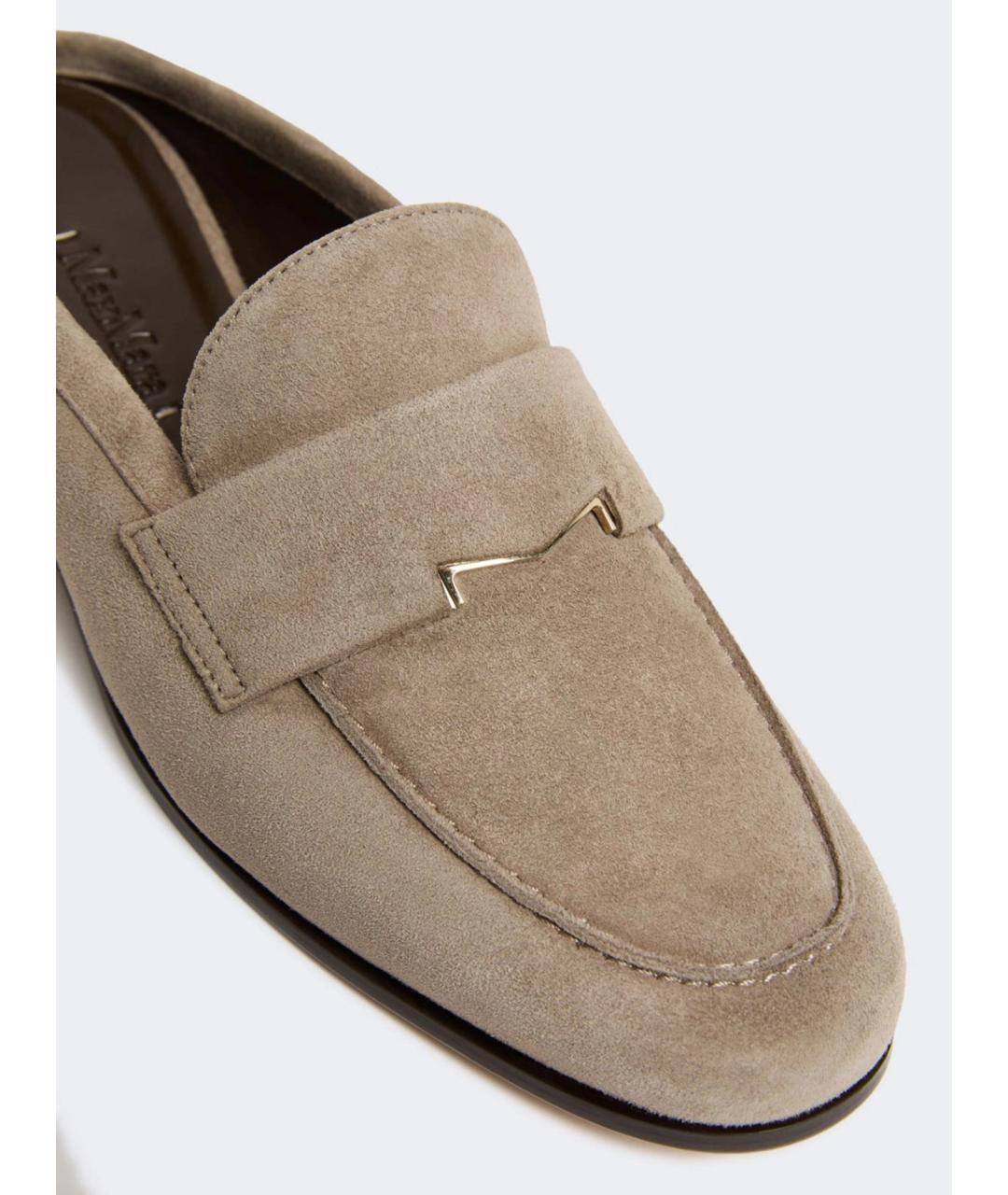 MAX MARA Бежевые замшевые мюли, фото 4