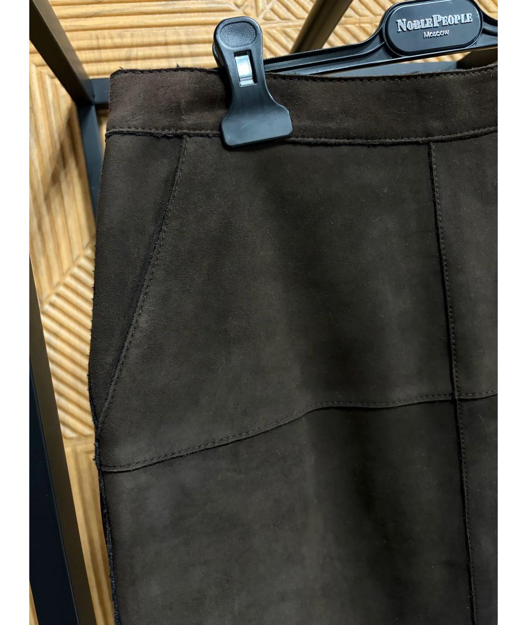 P.A.R.O.S.H. Коричневая замшевая юбка миди, фото 2