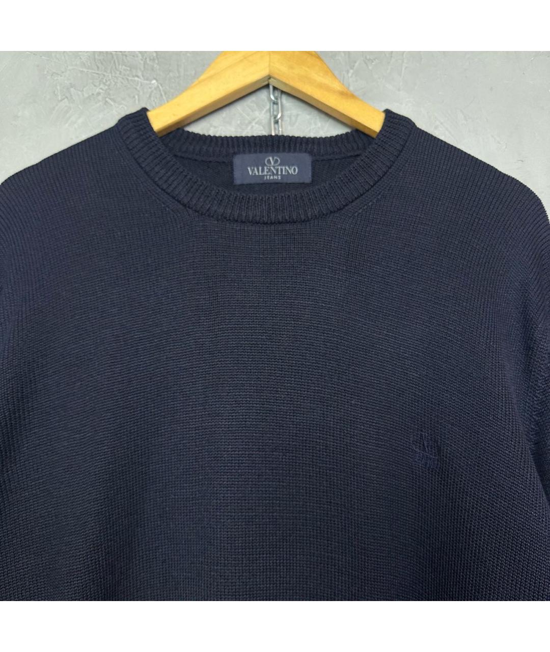 VALENTINO Темно-синий шерстяной джемпер / свитер, фото 2