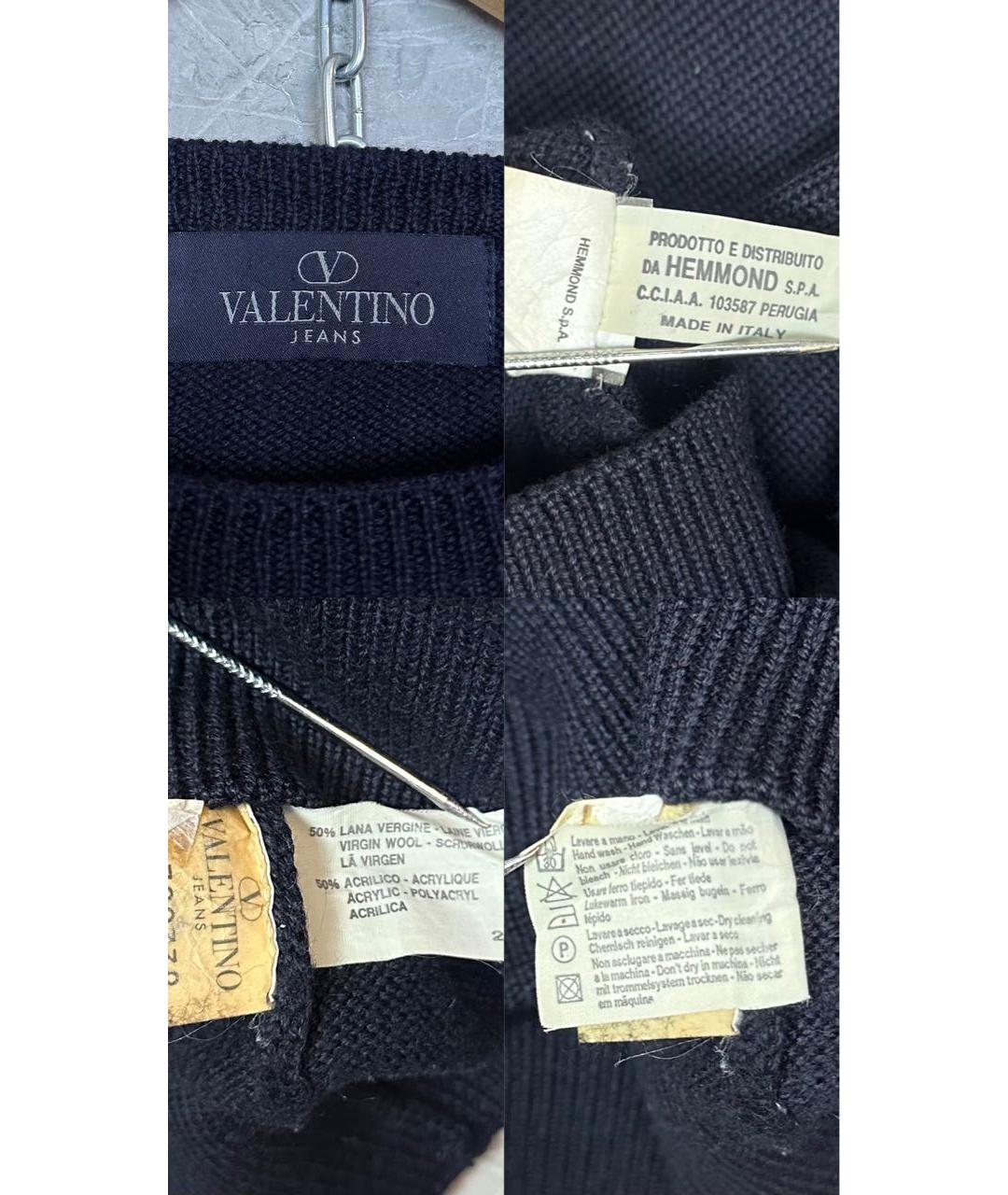 VALENTINO Темно-синий шерстяной джемпер / свитер, фото 6