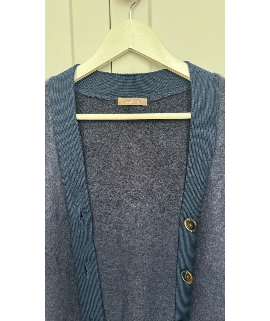 12 STOREEZ Темно-синий шерстяной кардиган, фото 4