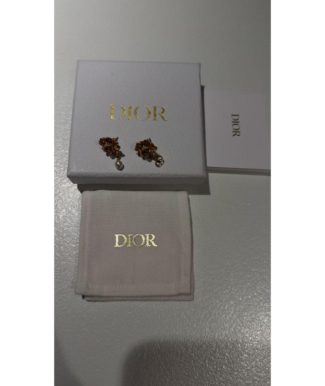 CHRISTIAN DIOR Золотые металлические серьги, фото 4