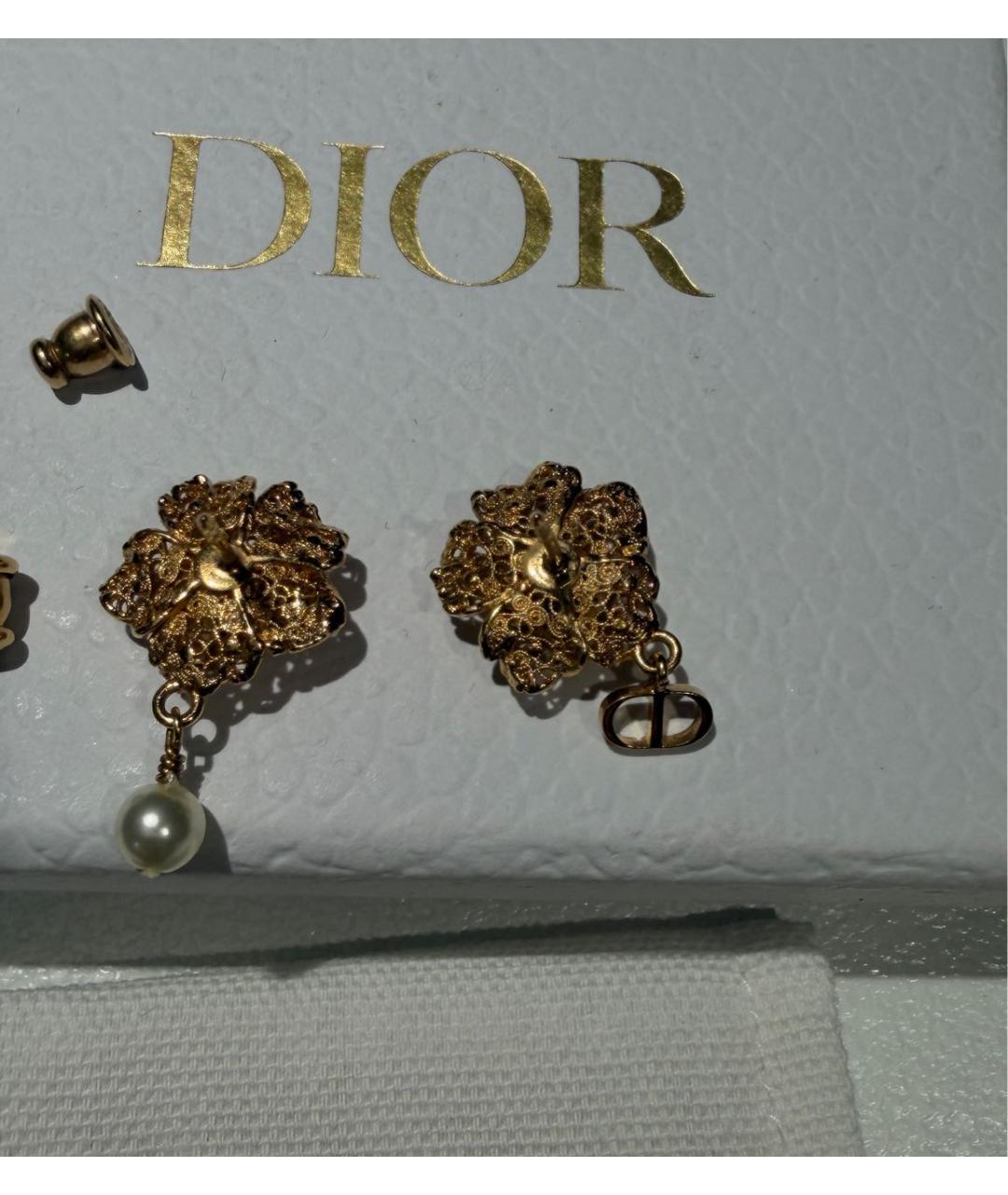 CHRISTIAN DIOR Золотые металлические серьги, фото 2