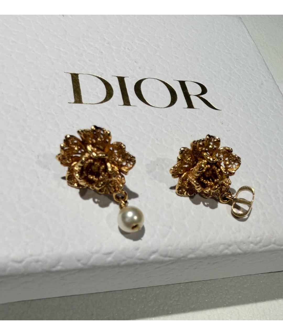 CHRISTIAN DIOR Золотые металлические серьги, фото 5
