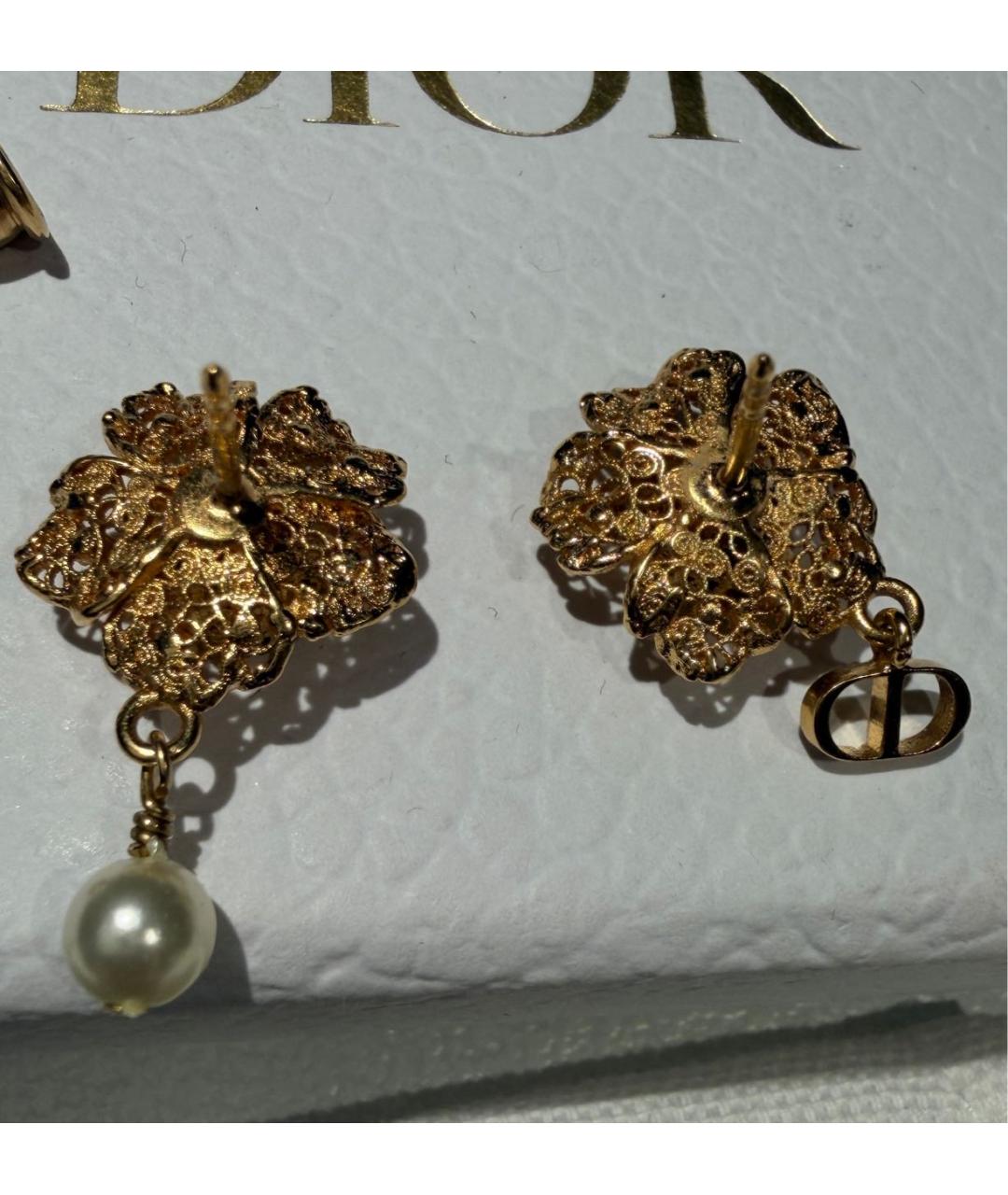 CHRISTIAN DIOR Золотые металлические серьги, фото 3