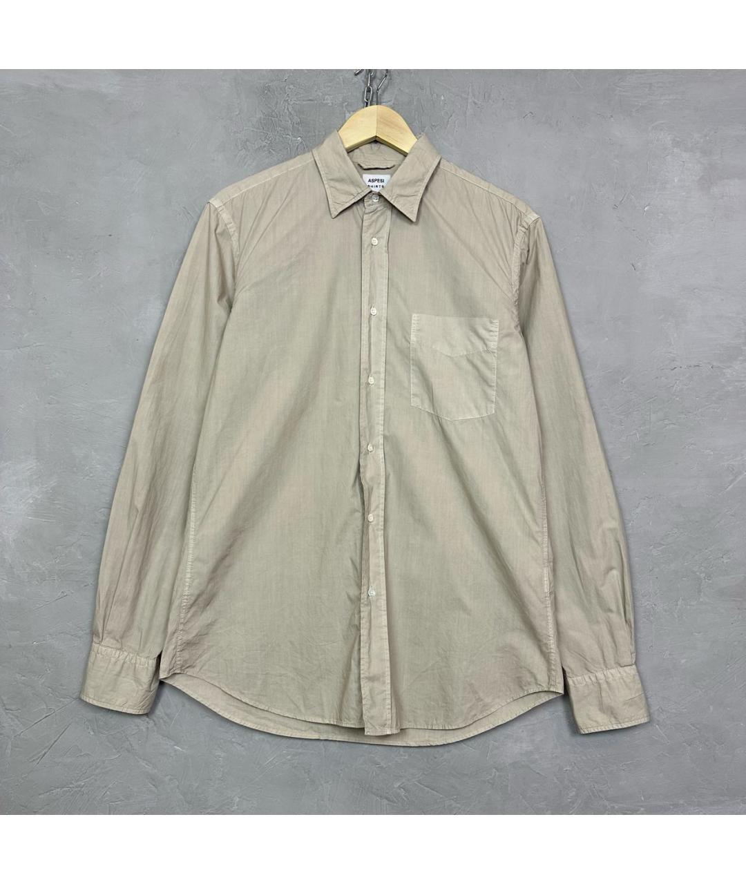 ASPESI Бежевая хлопковая классическая рубашка, фото 7