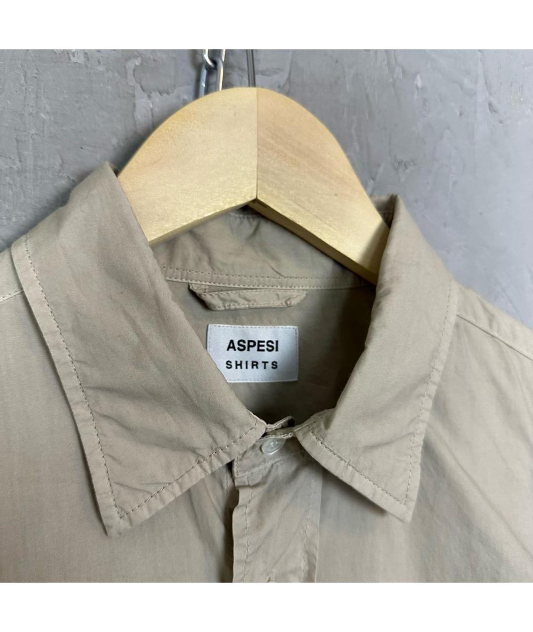 ASPESI Бежевая хлопковая классическая рубашка, фото 5