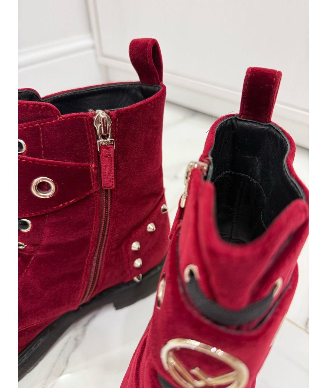 FENDI Бордовые ботинки, фото 5