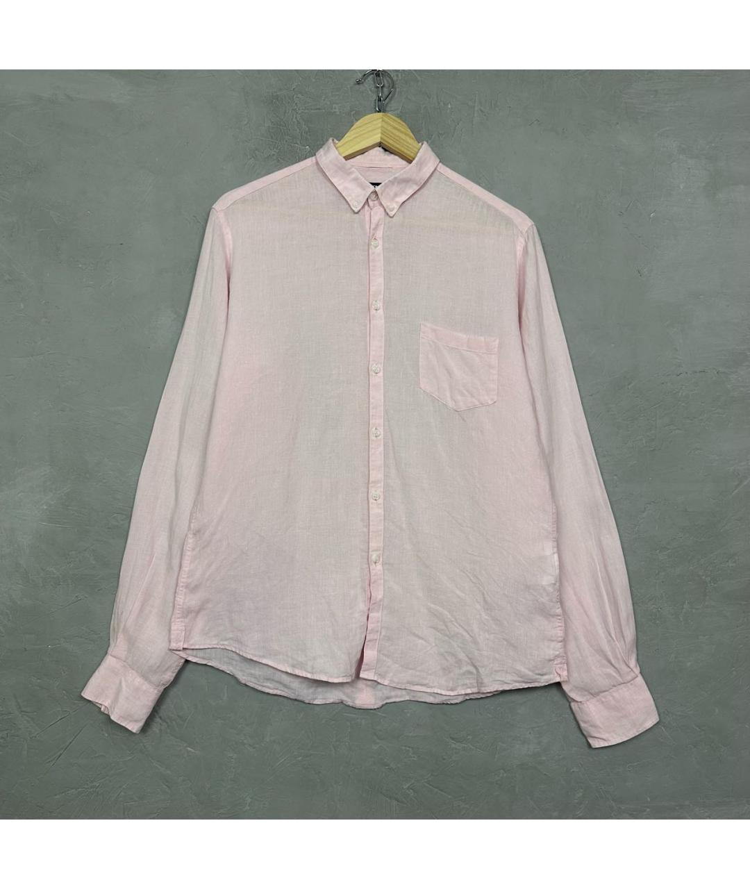 DKNY Розовая льняная классическая рубашка, фото 8