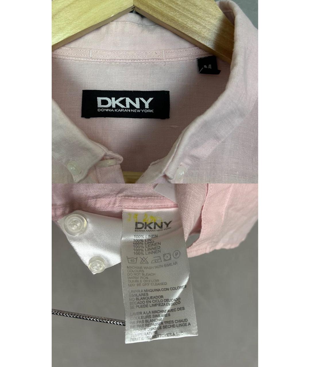 DKNY Розовая льняная классическая рубашка, фото 7