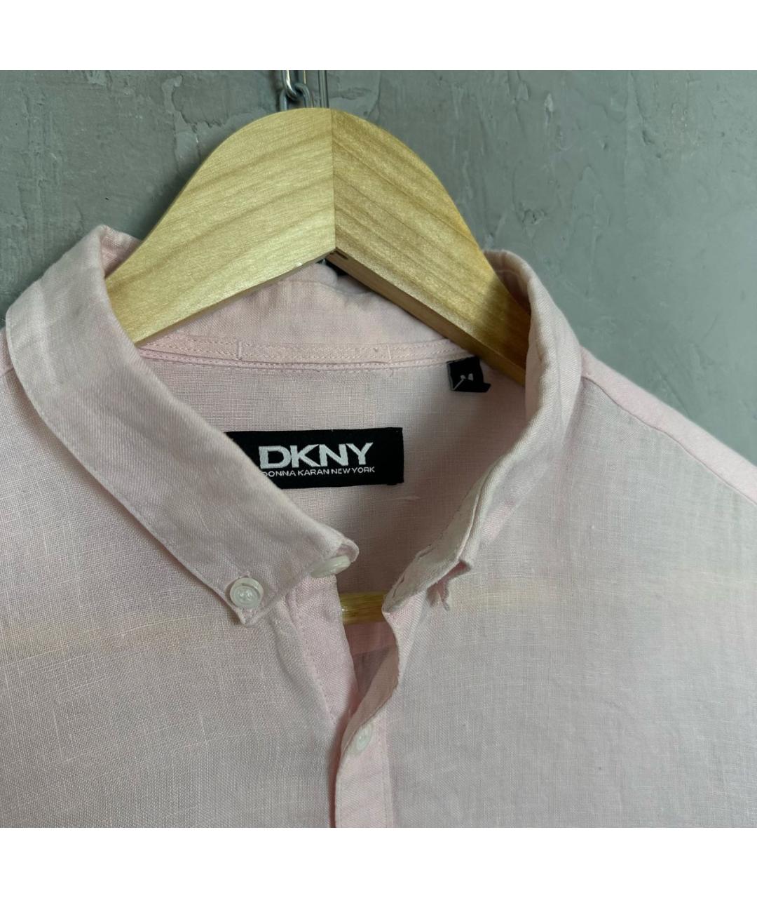 DKNY Розовая льняная классическая рубашка, фото 6