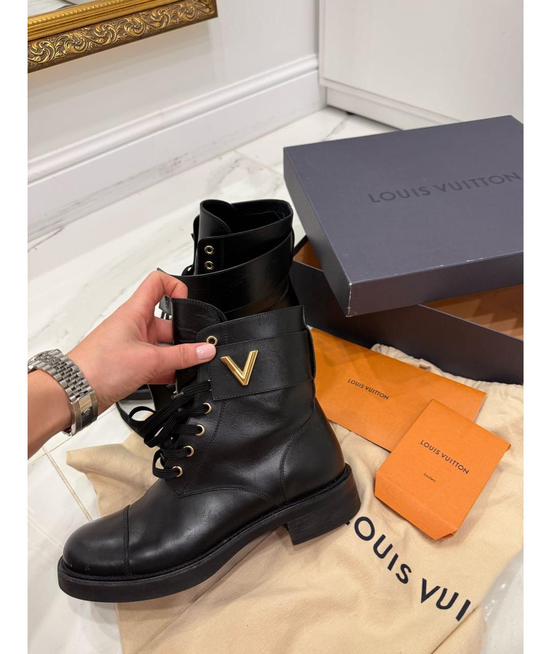 LOUIS VUITTON Черные кожаные ботинки, фото 7