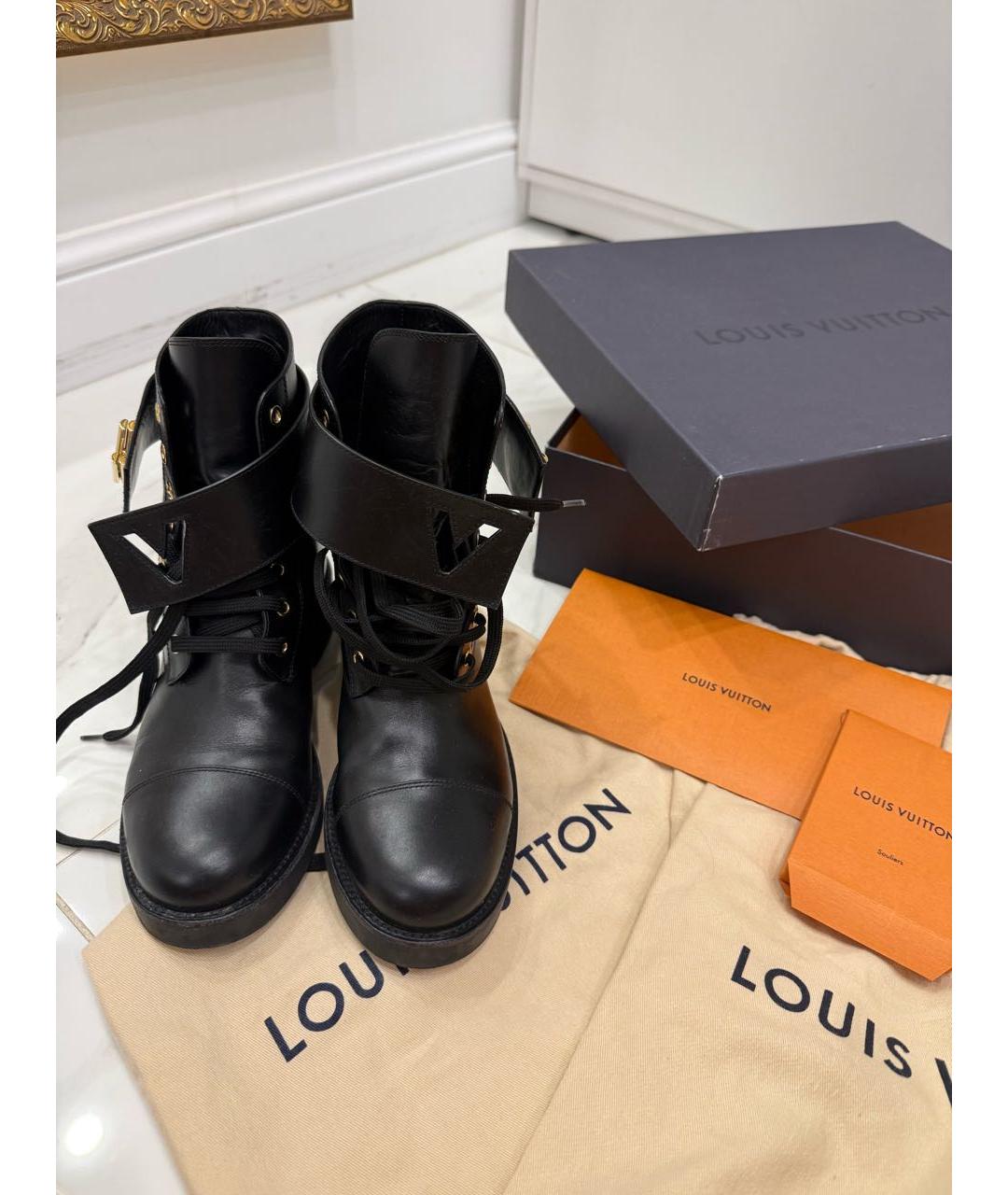 LOUIS VUITTON Черные кожаные ботинки, фото 8