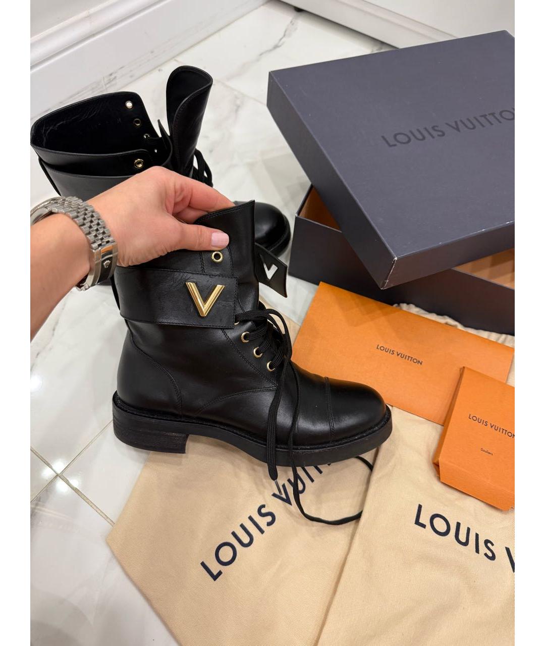 LOUIS VUITTON Черные кожаные ботинки, фото 6