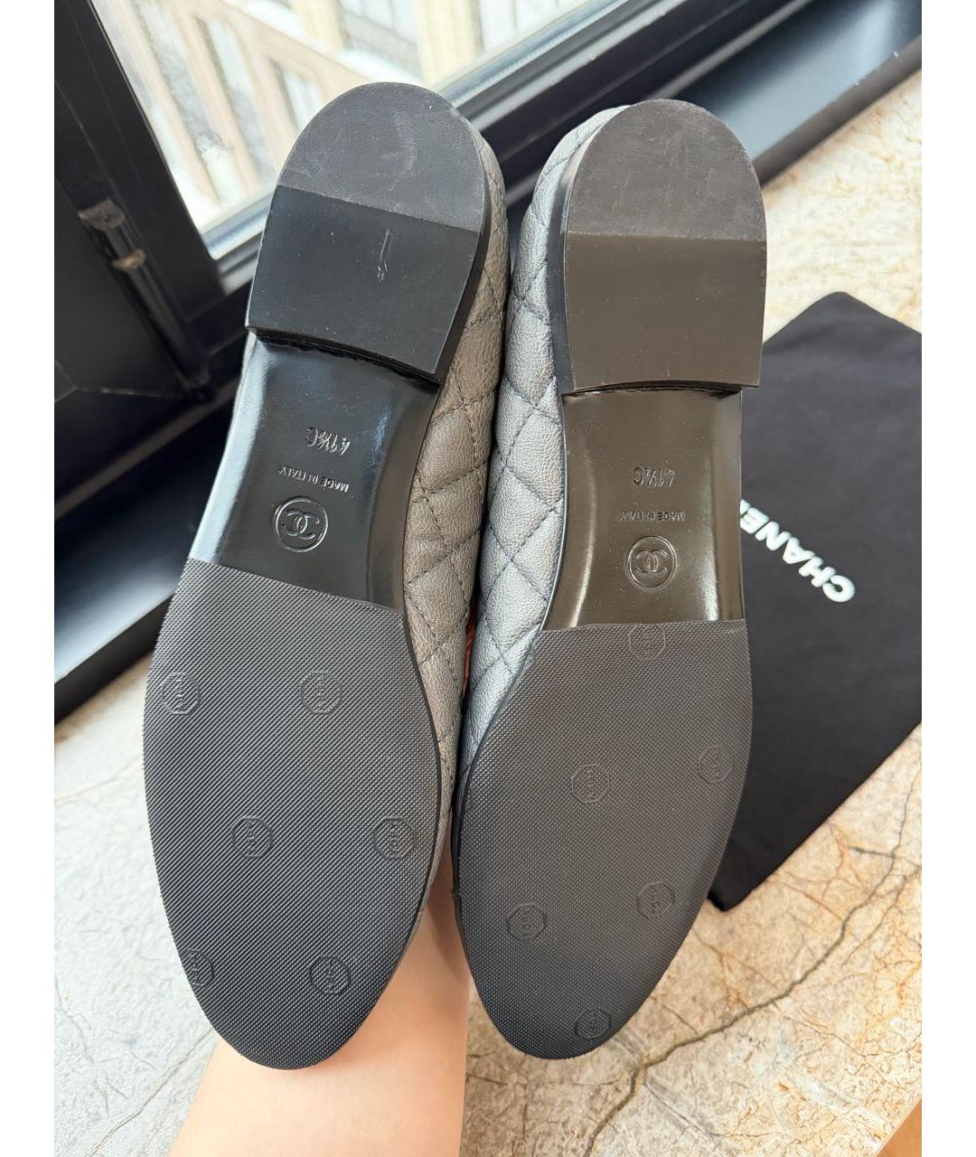 CHANEL Серые кожаные балетки, фото 5