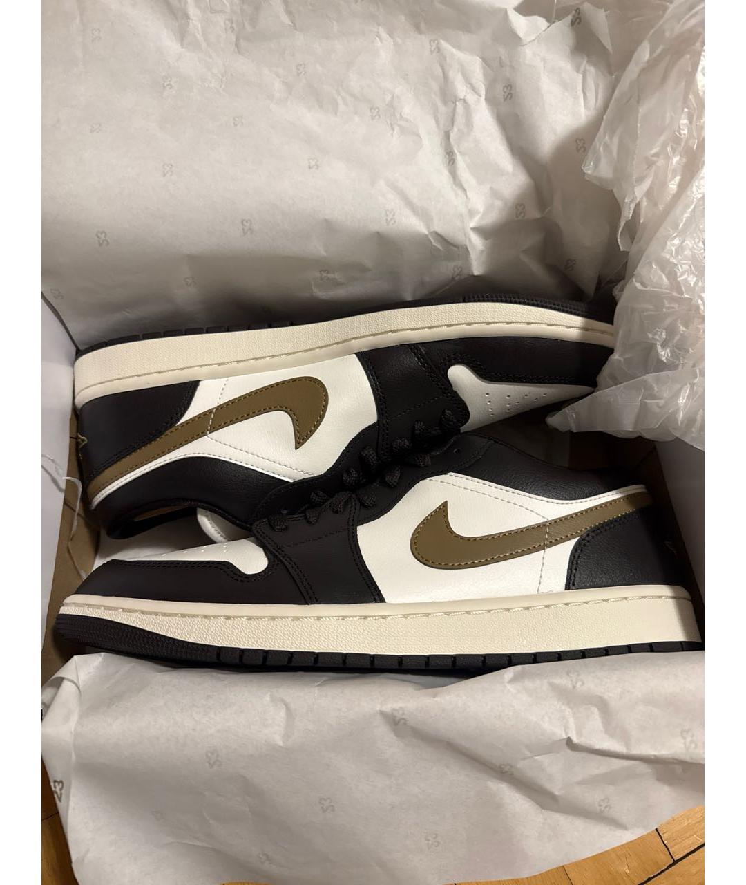 NIKE Коричневые кожаные низкие кроссовки / кеды, фото 4