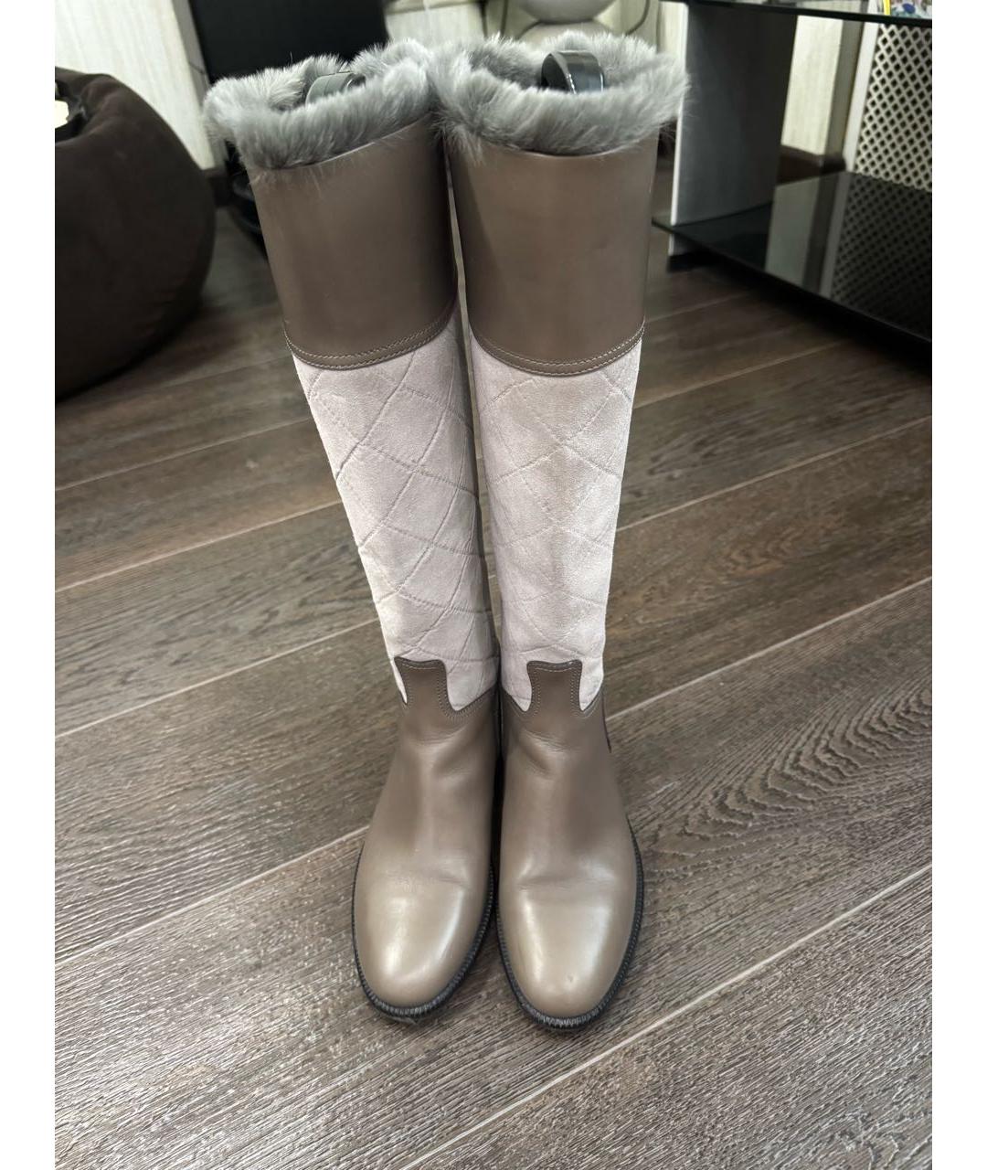 CHANEL Бежевые кожаные сапоги, фото 2