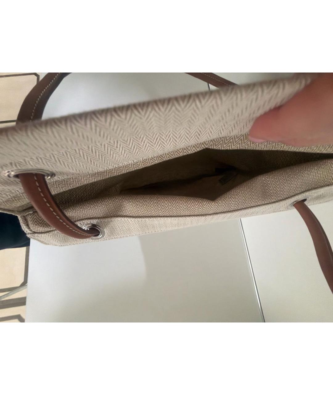 HERMES Бежевая хлопковая сумка тоут, фото 5