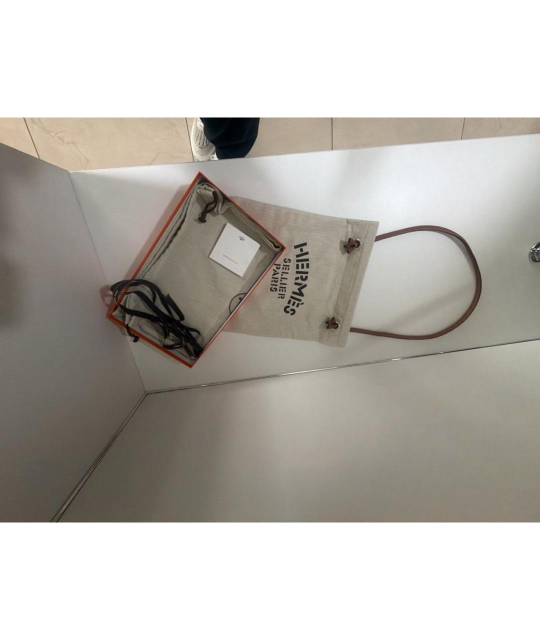 HERMES Бежевая хлопковая сумка тоут, фото 6