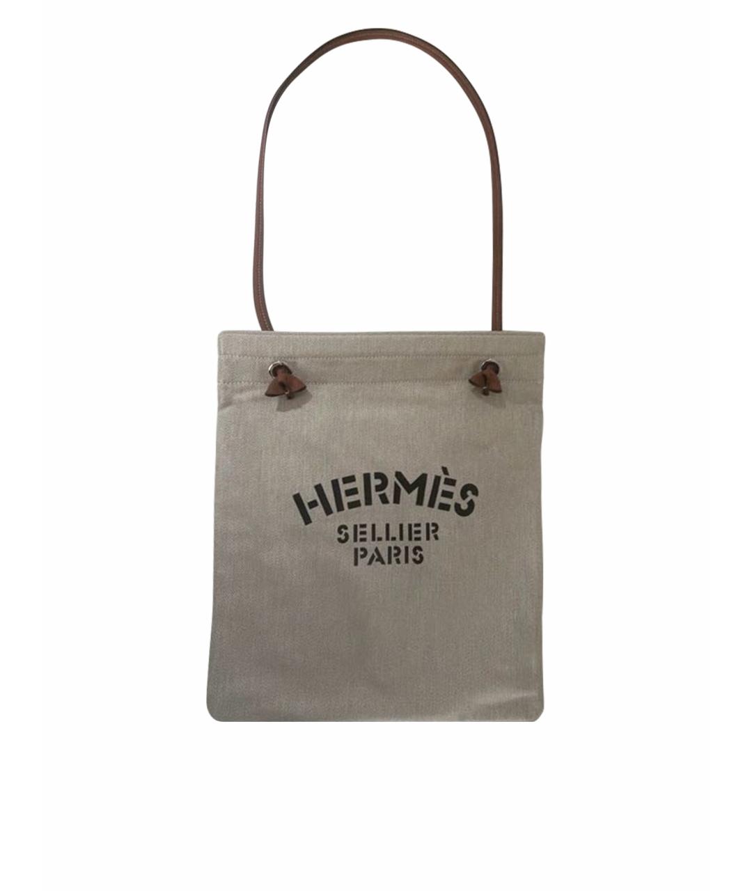 HERMES Бежевая хлопковая сумка тоут, фото 1