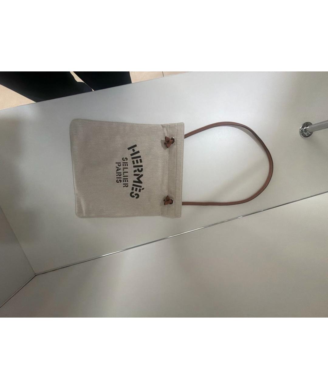 HERMES Бежевая хлопковая сумка тоут, фото 8