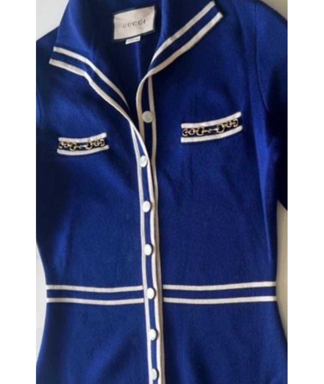 GUCCI Синее хлопковое повседневное платье, фото 4