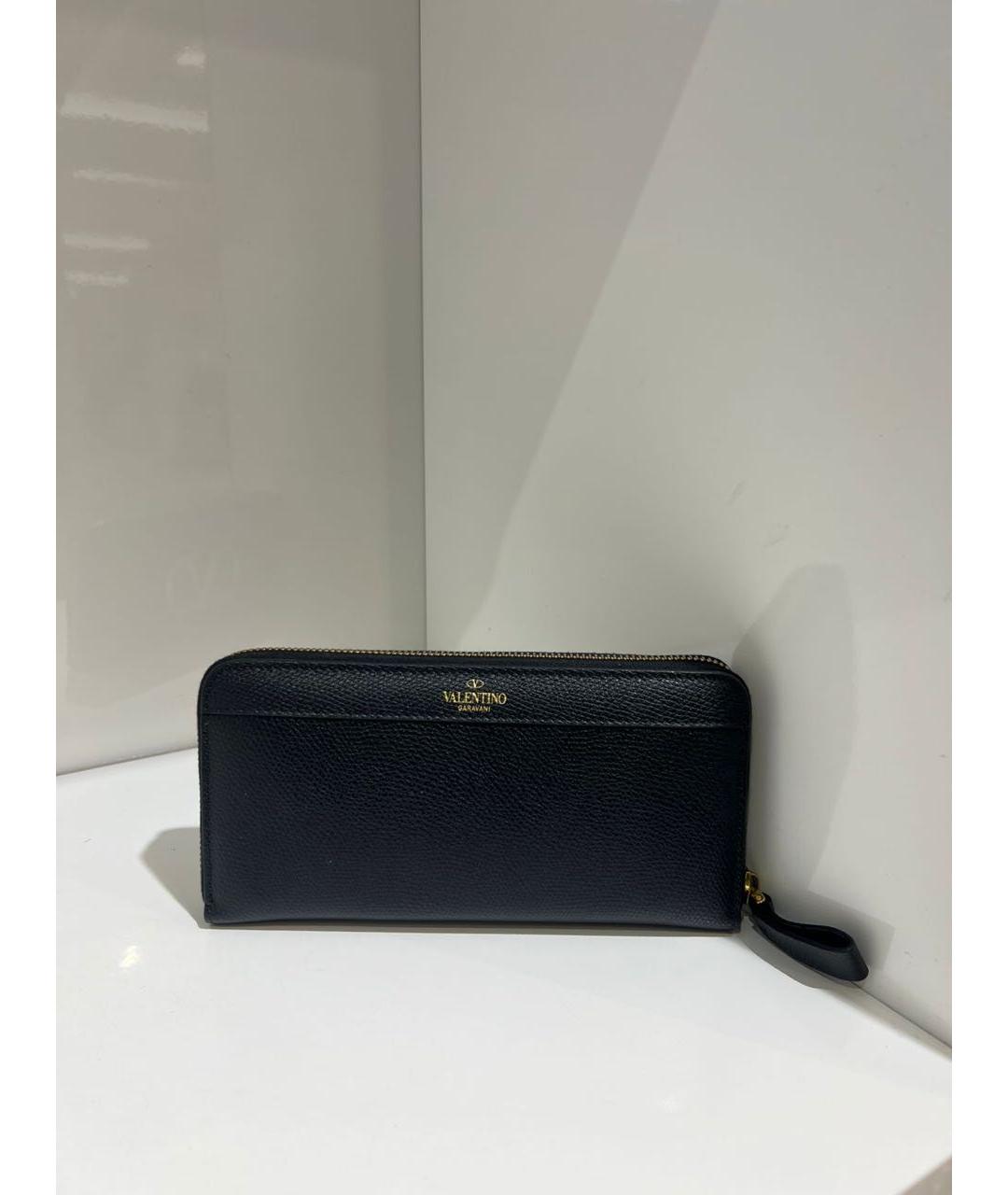 VALENTINO Черный кожаный кошелек, фото 2