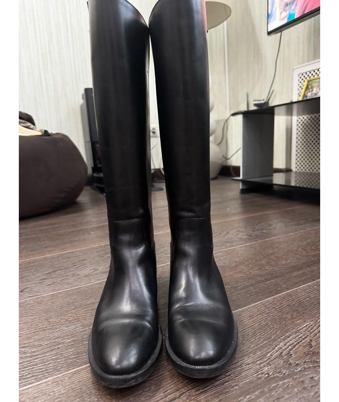 LOUIS VUITTON Черные кожаные сапоги, фото 2