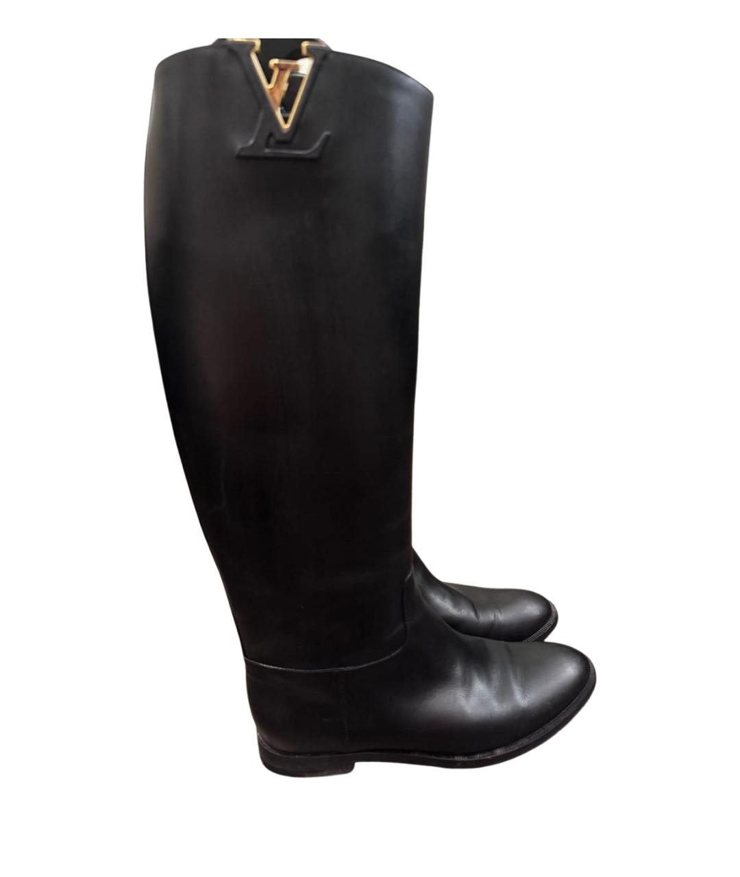 LOUIS VUITTON Черные кожаные сапоги, фото 1