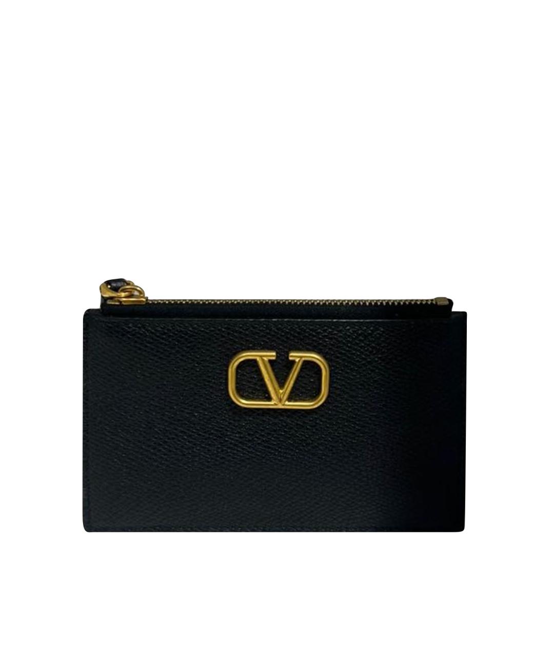VALENTINO Черный кожаный кардхолдер, фото 1