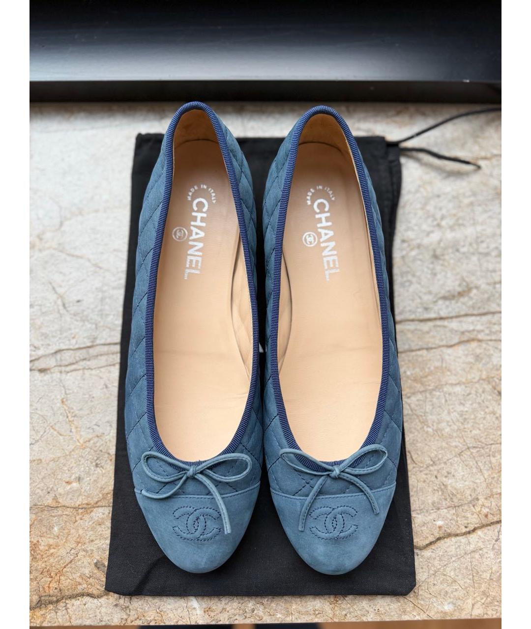 CHANEL Синие замшевые балетки, фото 3