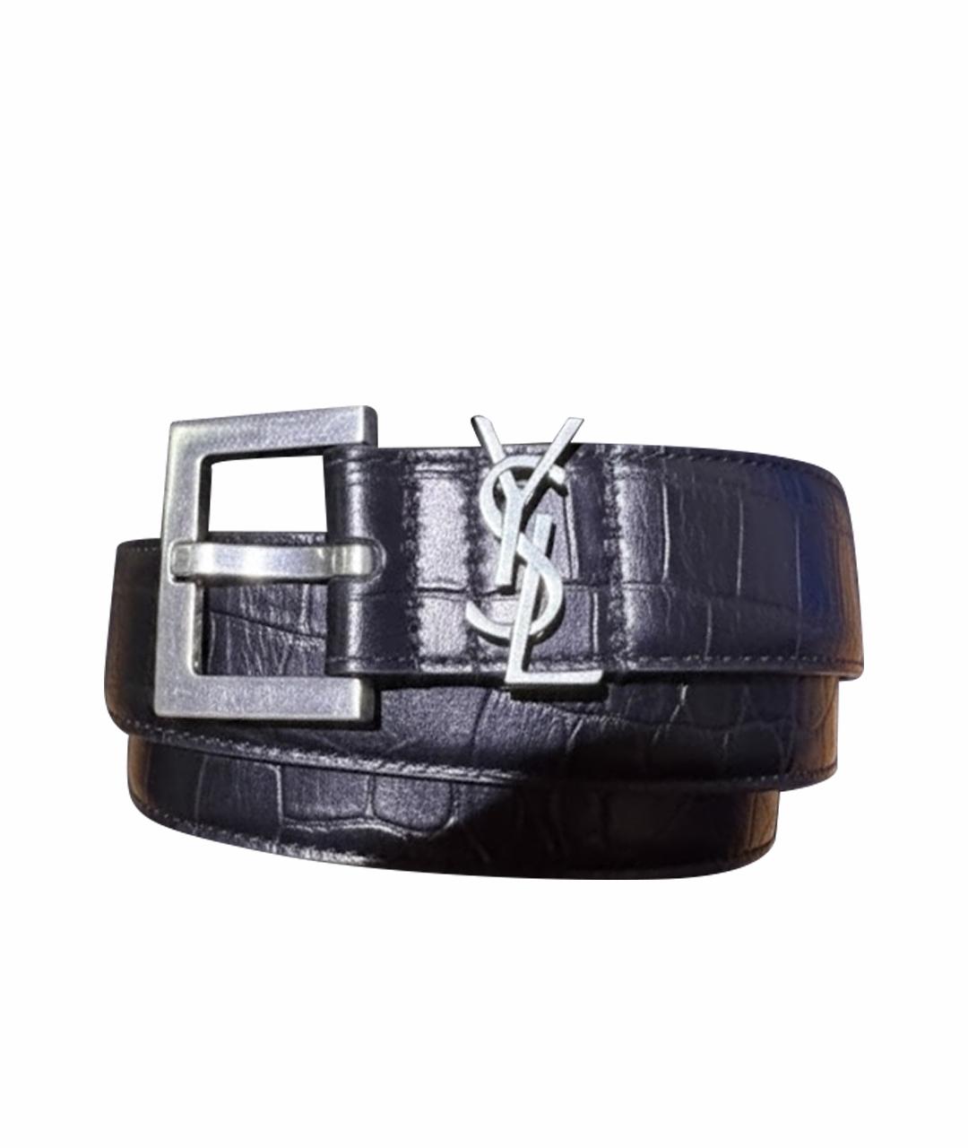 SAINT LAURENT Черный кожаный ремень, фото 1