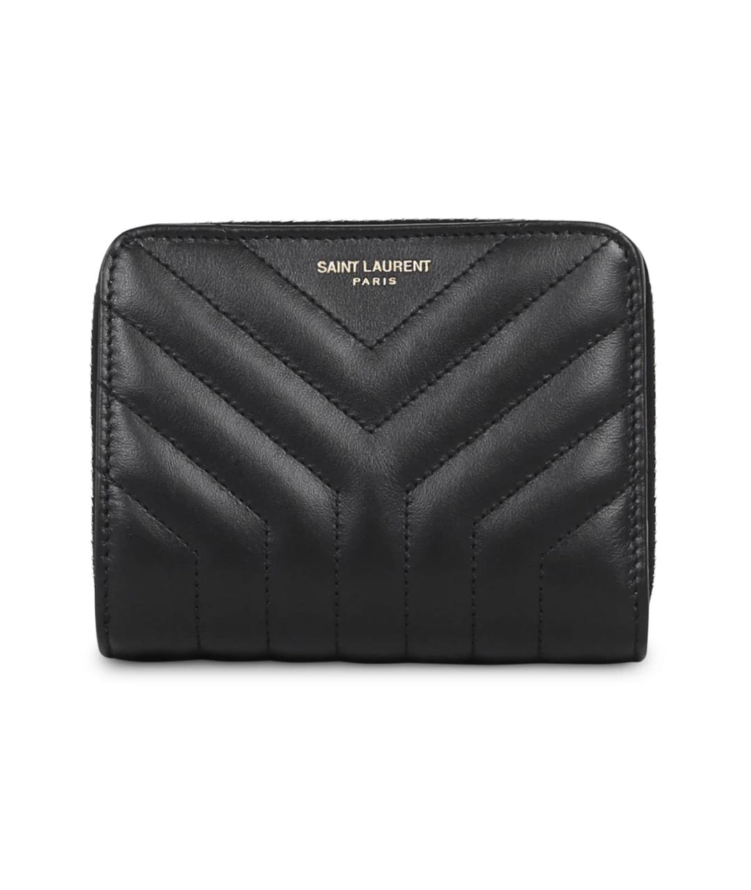 SAINT LAURENT Черный кожаный кошелек, фото 1