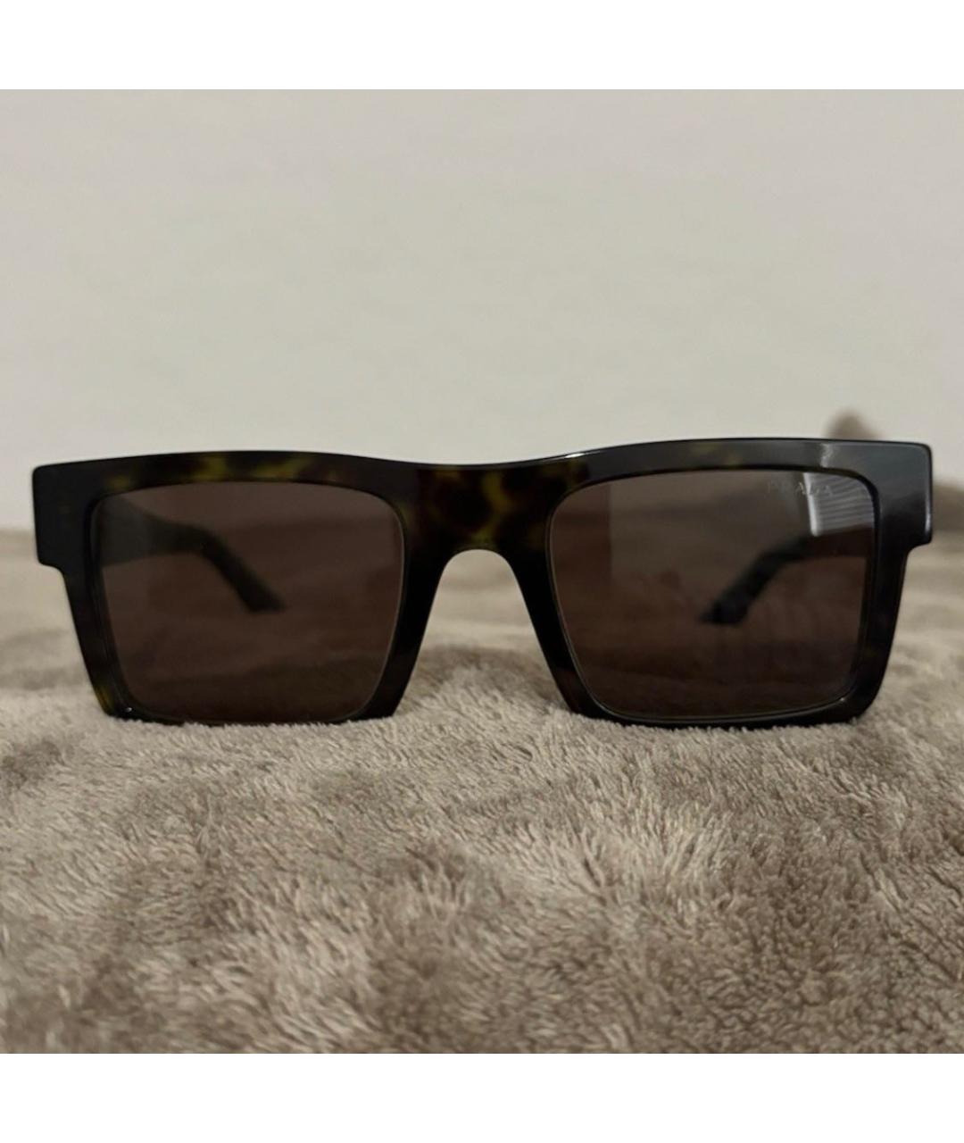 PRADA Коричневые пластиковые солнцезащитные очки, фото 3