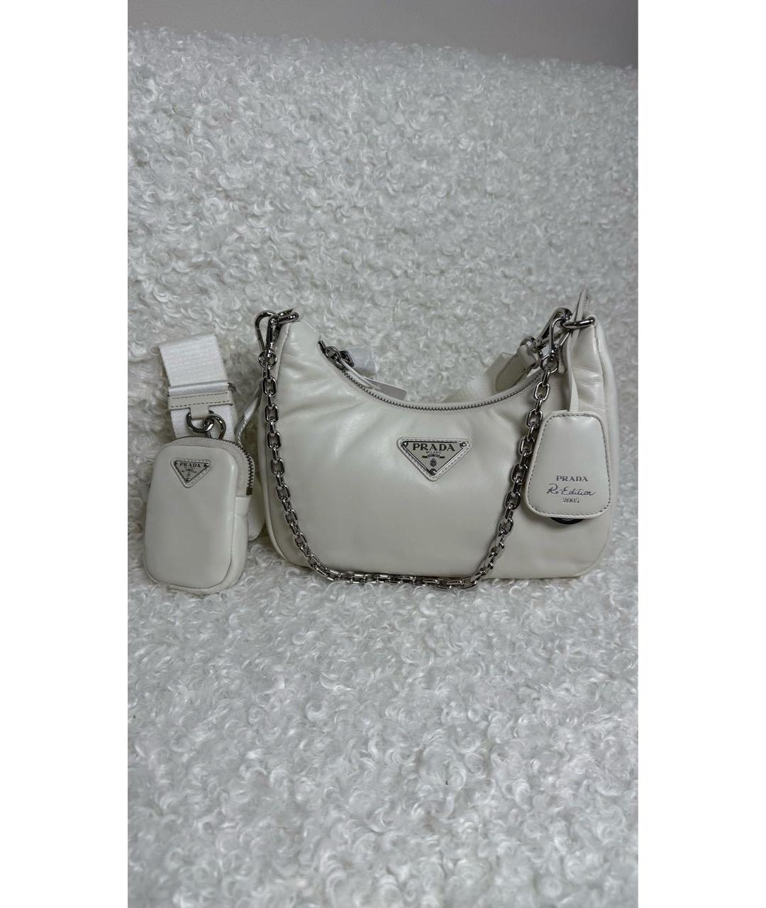 PRADA Белая кожаная сумка через плечо, фото 6