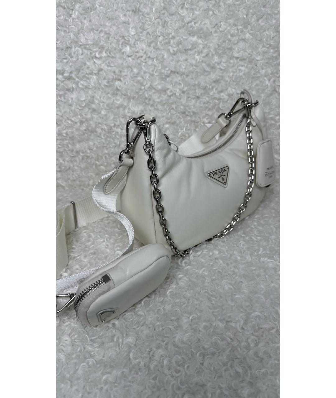PRADA Белая кожаная сумка через плечо, фото 4