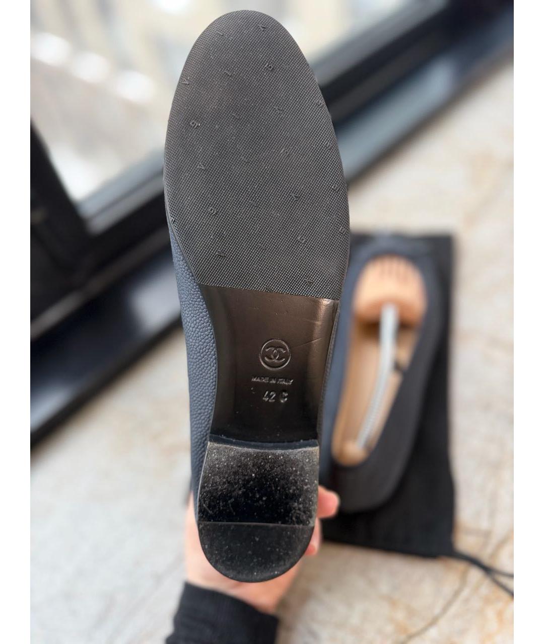 CHANEL Темно-синие кожаные балетки, фото 5