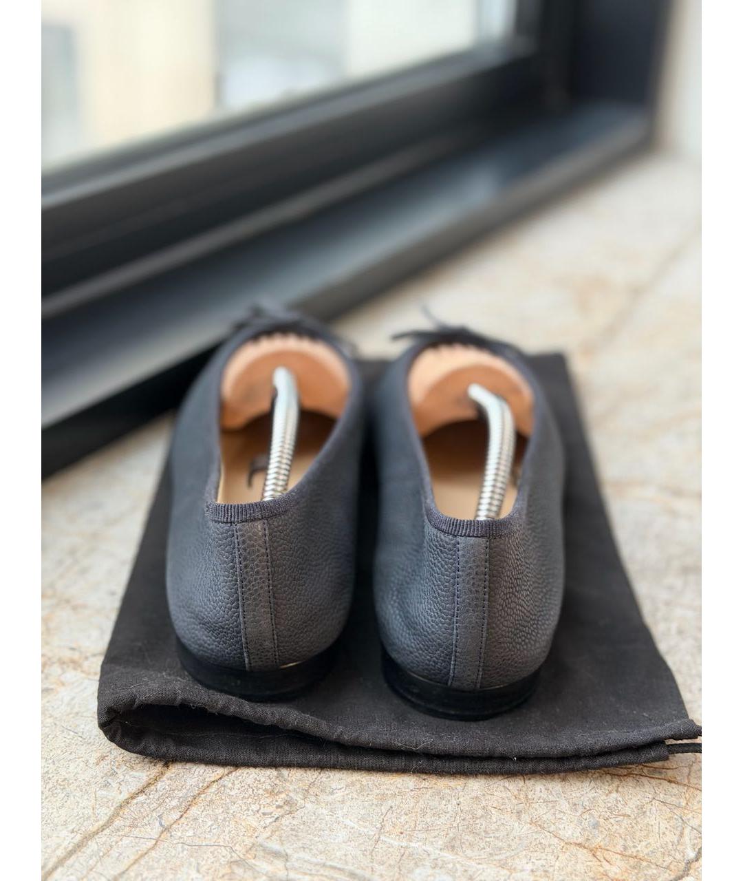 CHANEL Темно-синие кожаные балетки, фото 4