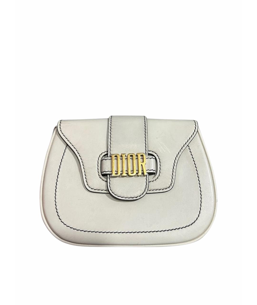 CHRISTIAN DIOR Белая кожаная сумка через плечо, фото 1