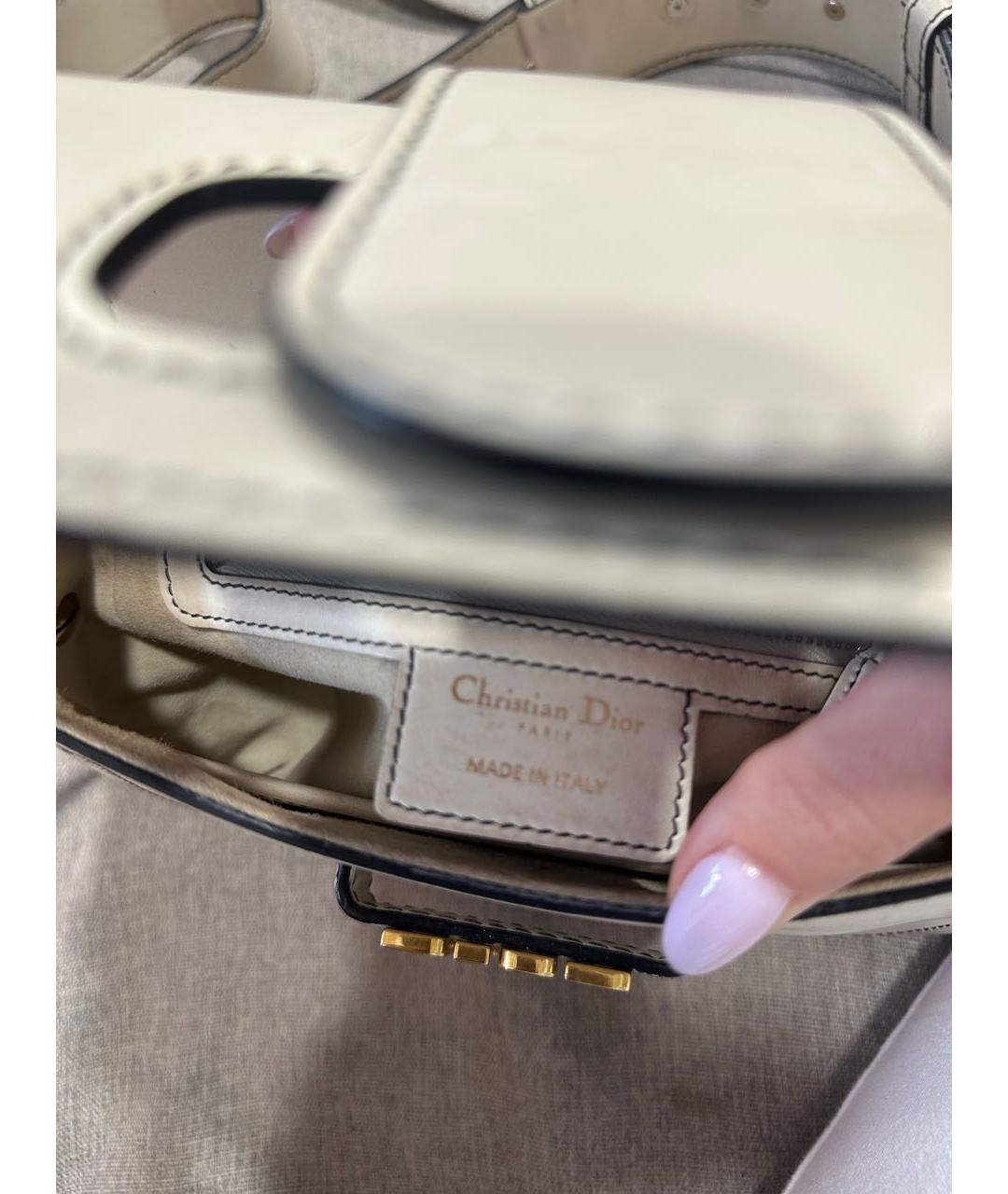 CHRISTIAN DIOR Белая кожаная сумка через плечо, фото 4