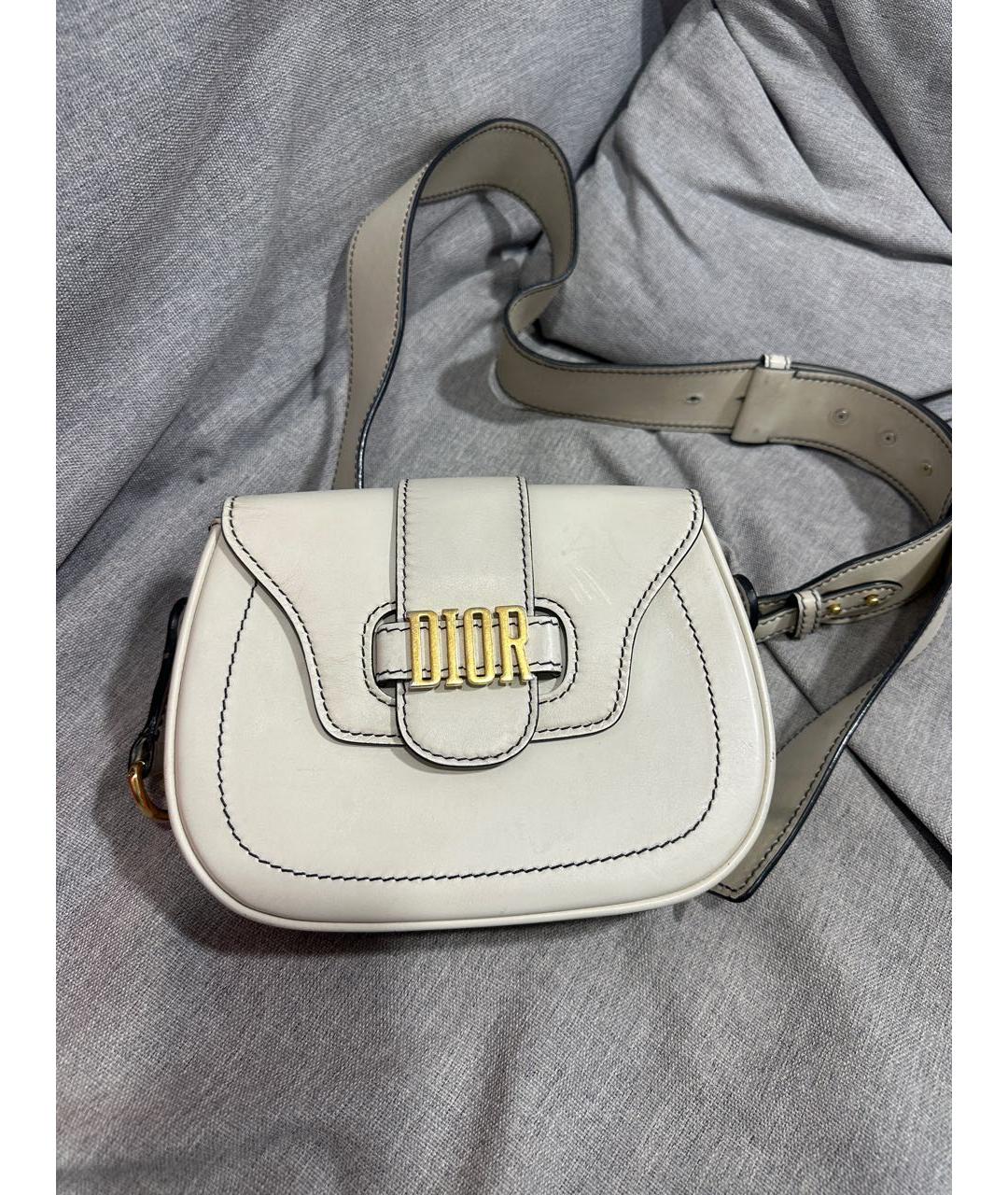 CHRISTIAN DIOR Белая кожаная сумка через плечо, фото 5