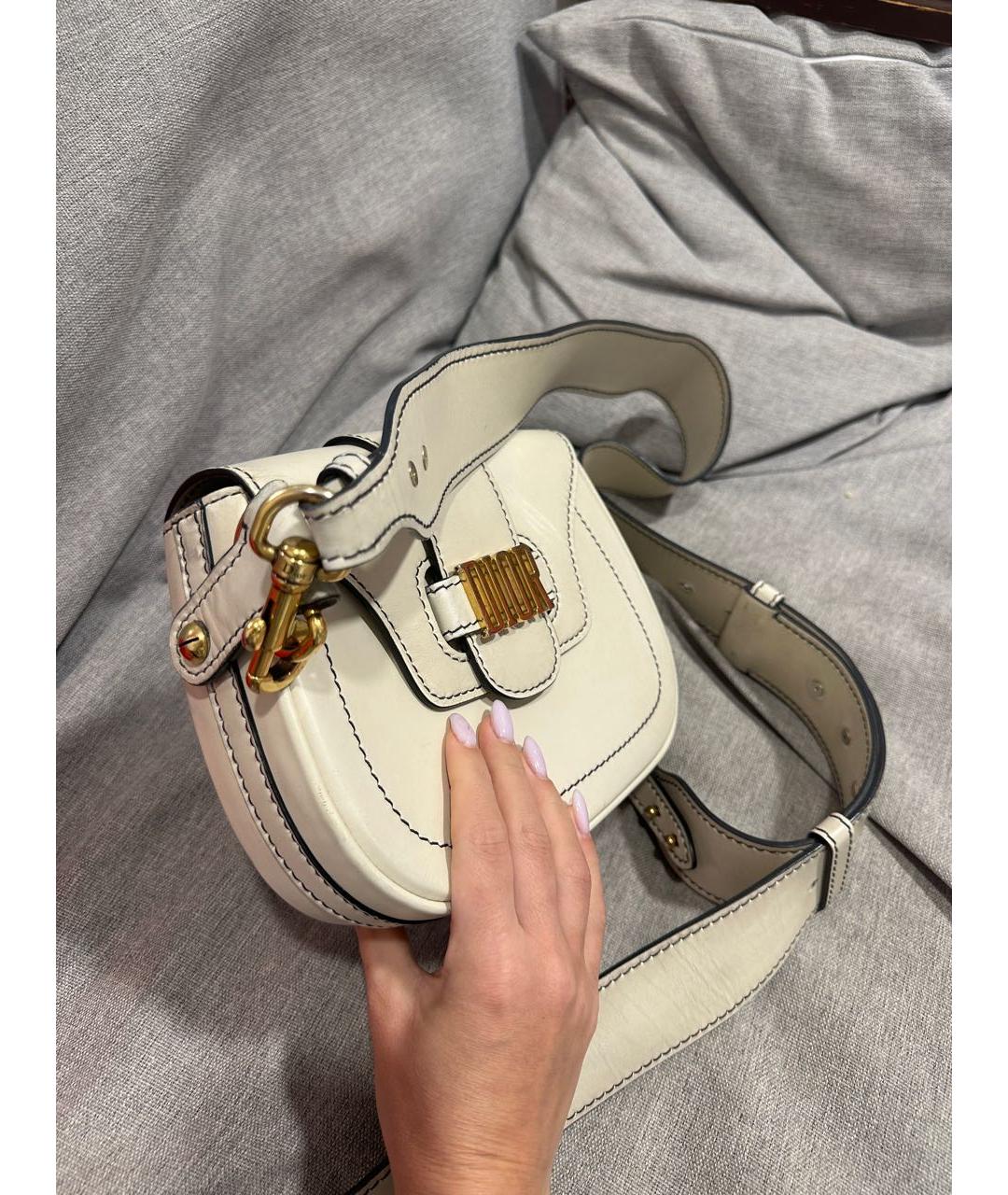 CHRISTIAN DIOR Белая кожаная сумка через плечо, фото 2