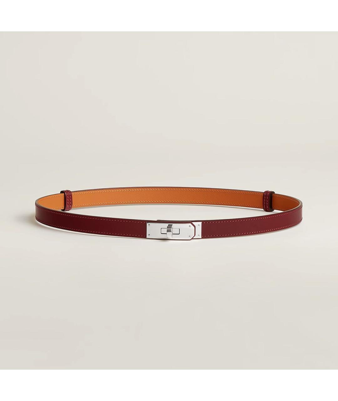 HERMES Бордовый кожаный ремень, фото 6