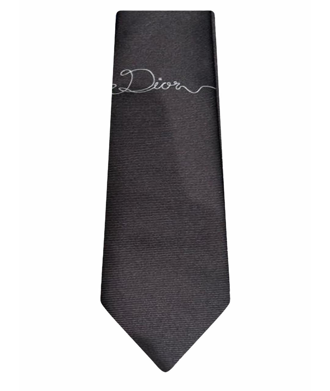 CHRISTIAN DIOR Черный шелковый галстук, фото 1
