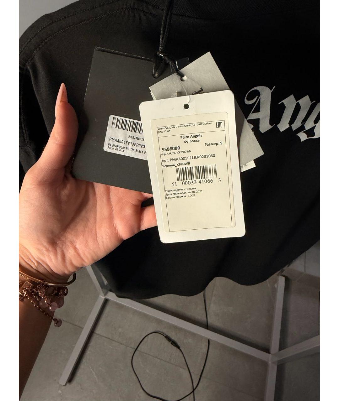 PALM ANGELS Черная хлопковая футболка, фото 4