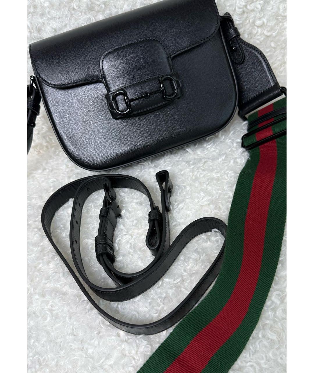 GUCCI Черная кожаная сумка через плечо, фото 5