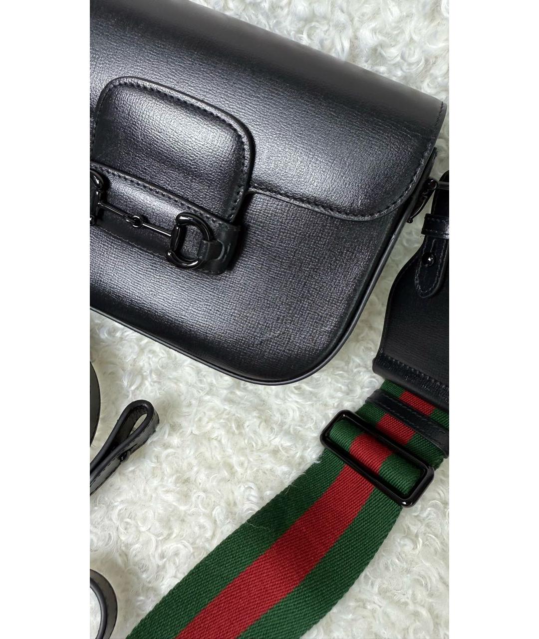 GUCCI Черная кожаная сумка через плечо, фото 8