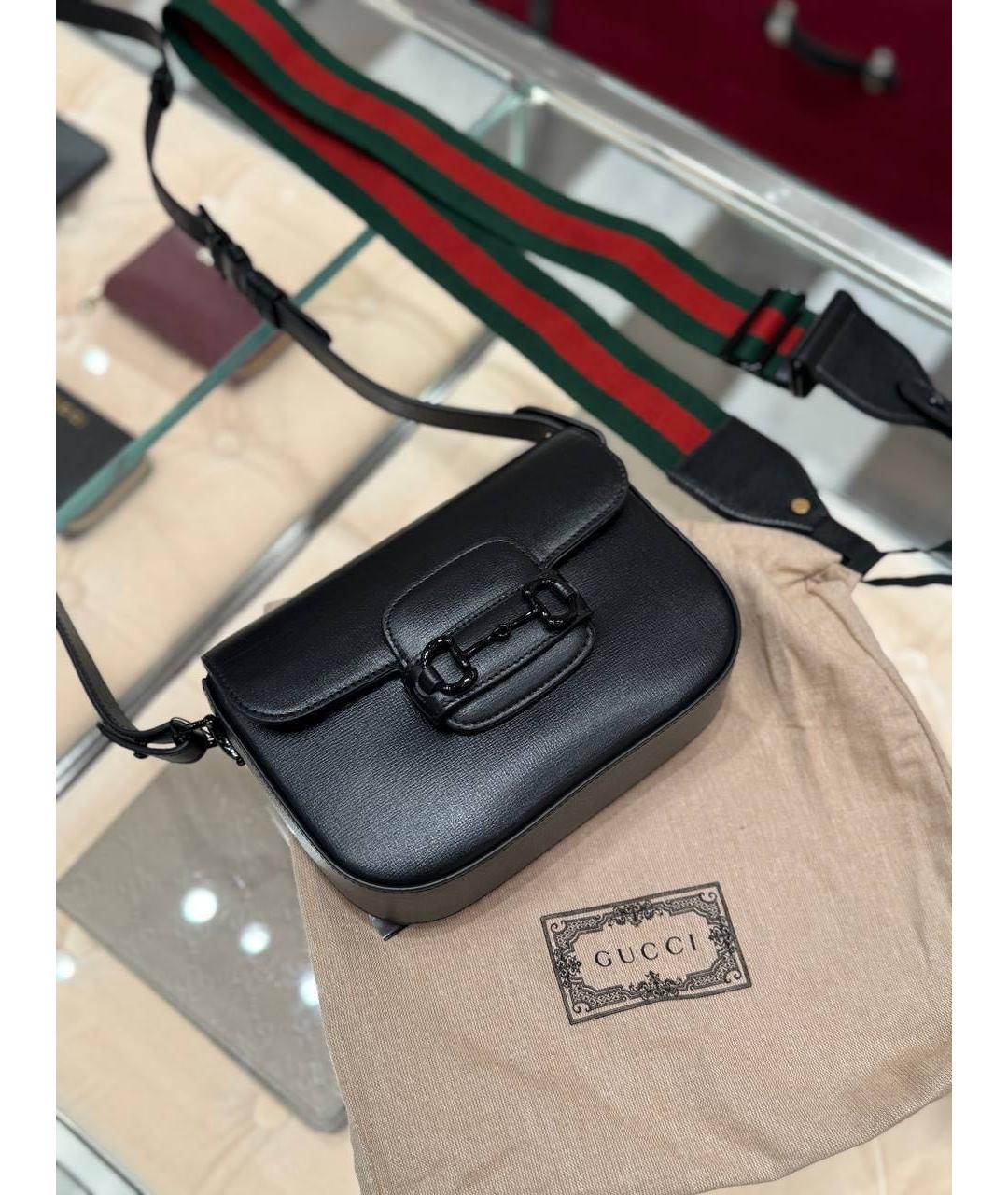 GUCCI Черная кожаная сумка через плечо, фото 6