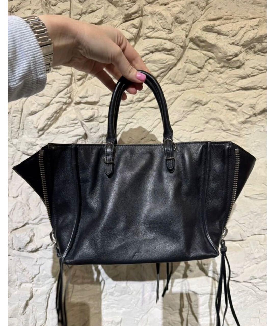 BALENCIAGA Черная кожаная сумка через плечо, фото 3